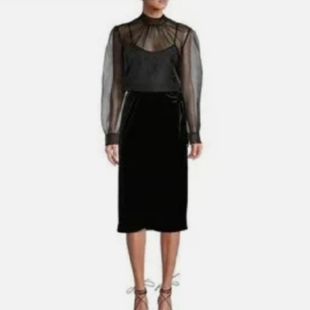 ANTONIO MELANI Women's Stephanie Wrap Velvet Skirt Black Midi Size 6 - NWT